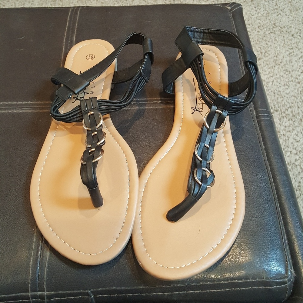 Black and Tan leather sandals